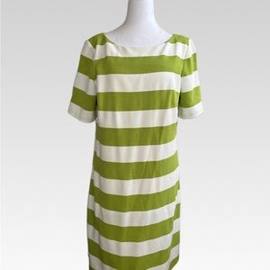 Jessica White and Green Dress with Red Trim